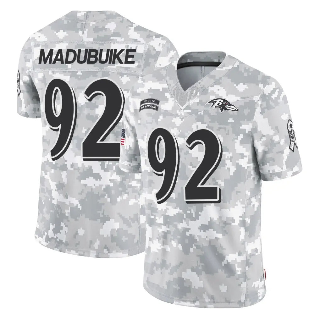 B.Ravens #92 Nnamdi Madubuike Player Arctic Camo Salute to Service Limited Odoa Stitched Jerseys