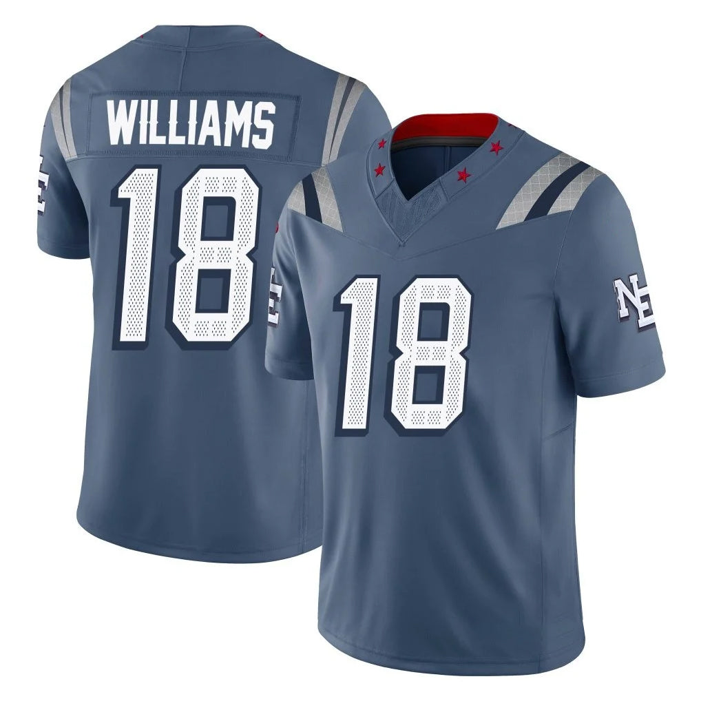 NE.Patriots #18 Kyle Williams Player Blue Limited Rivalries Collection Home Game Odoa Stitched Jerseys