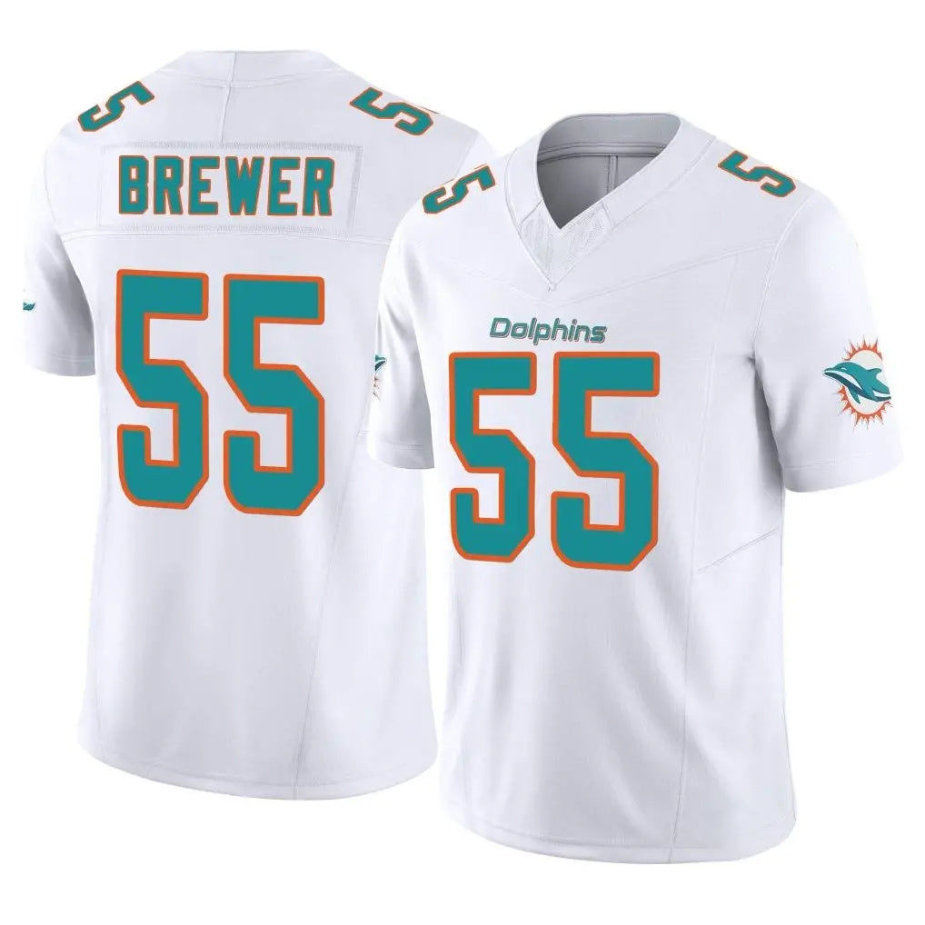M.Dolphins #55 Aaron Brewer Player White Limited Vapor F.U.S.E. Home Game Odoa Stitched Jerseys