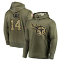 T.Titans #14 Carnell Tate Player Olive Salute to Service Pullover Hoodies Home Game Odoa Stitched Jerseys