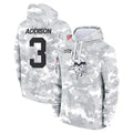 M.Vikings #3 Jordan Addison Player Arctic Camo Salute to Service Pullover Hoodies Limited Game Odoa Stitched Jerseys