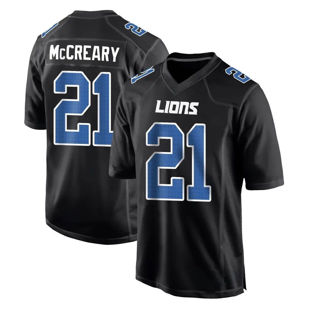 D.Lions #21 Roger McCreary Player Black Fashion Home Game Odoa Stitched Jerseys