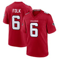 A.Falcons #6 Nick Folk Player Red Team Color Home Game Odoa Stitched Jerseys