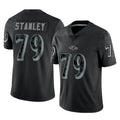 B.Ravens #79 Ronnie Stanley Player Black REFLECTIVE Limited Odoa Stitched Jerseys