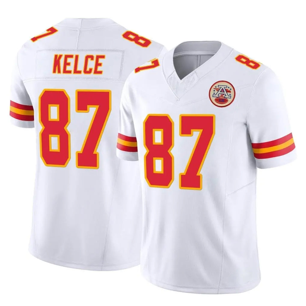 KC.Chiefs #87 Travis Kelce Player White Limited Vapor F.U.S.E. Home Game Odoa Stitched Jerseys