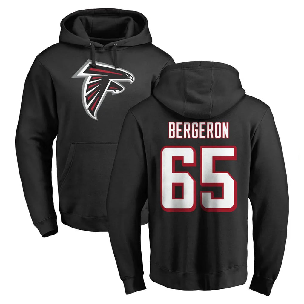 A.Falcons #65 Matthew Bergeron Player Black LOGO Pullover Hoodies Home Game Odoa Stitched Jerseys