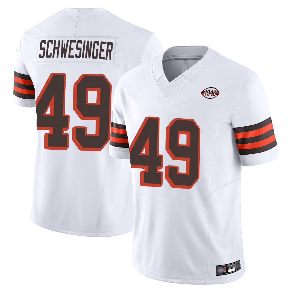 C.Browns #49 Carson Schwesinger Player White Limited Vapor F.U.S.E. Alternate Game Odoa Stitched Jerseys