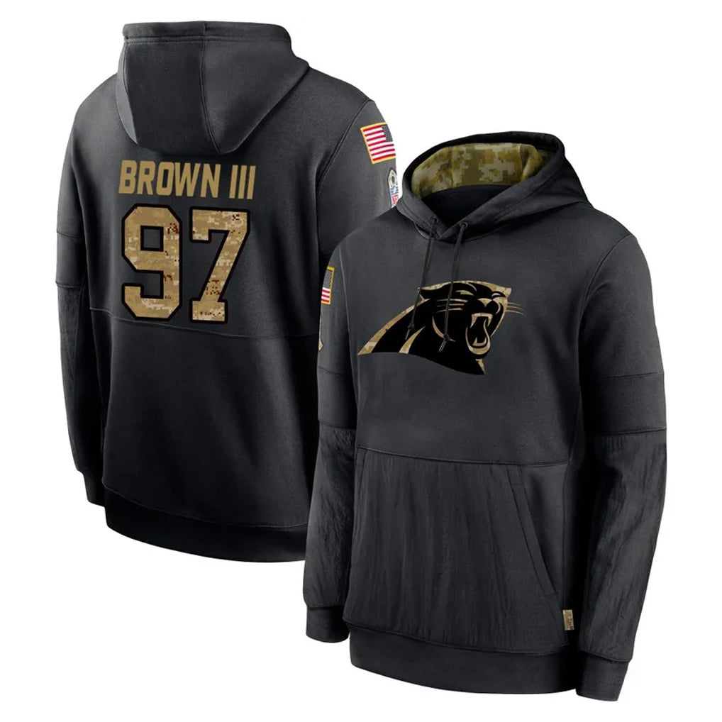 C.Panthers #97 Bobby Brown III Player Black Salute to Service Pullover Hoodies Limited Game Odoa Stitched Jerseys