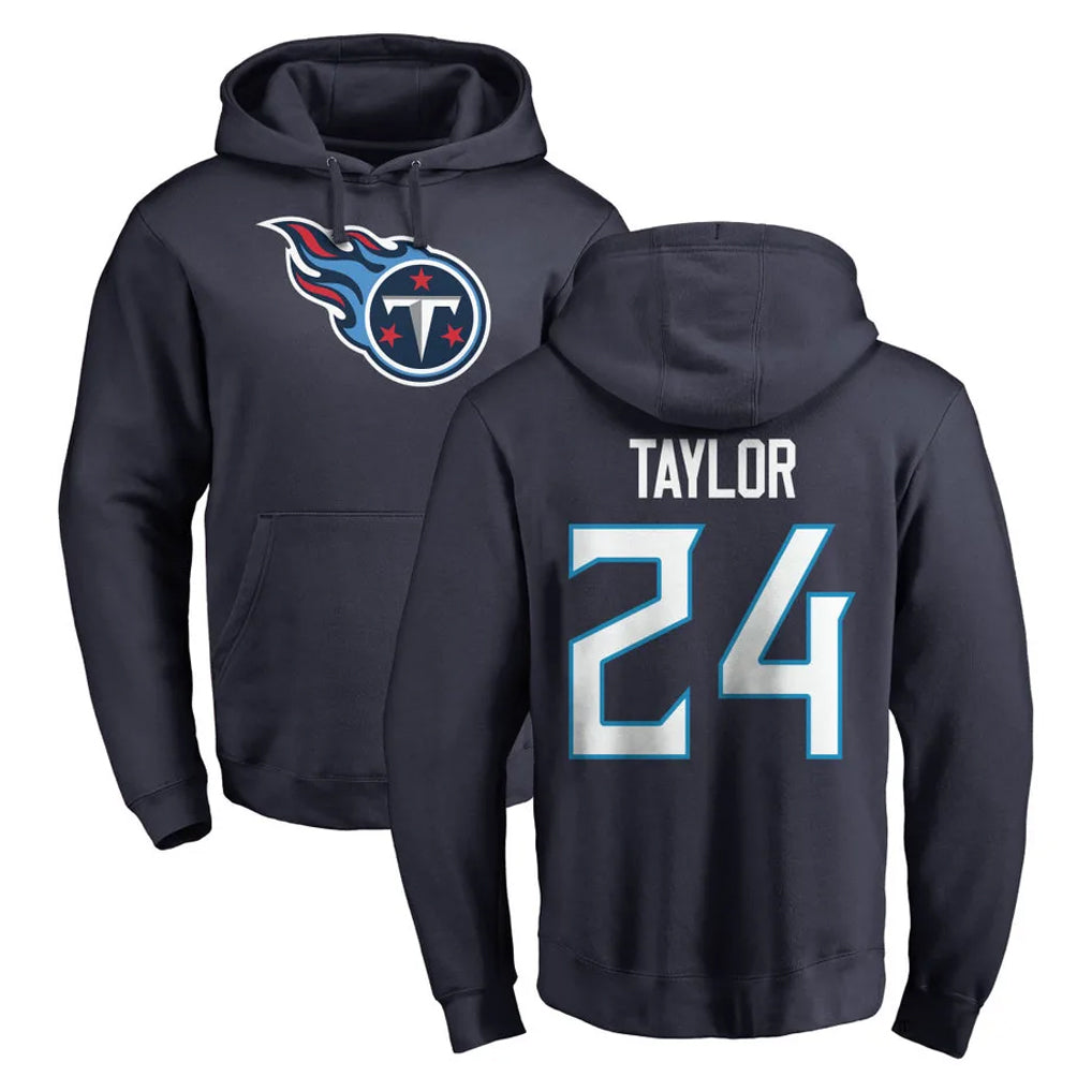 T.Titans #24 Alontae Taylor Player Navy Logo Pullover Hoodies Home Game Odoa Stitched Jerseys