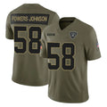 LV.Raiders #58 Jackson Powers-Johnson Player Olive 2025 Salute To Service Limited Game Odoa Stitched Jerseys