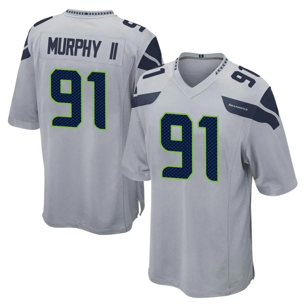 S.Seahawks #91 Byron Murphy II Player Gray Home Game Odoa Stitched Jerseys