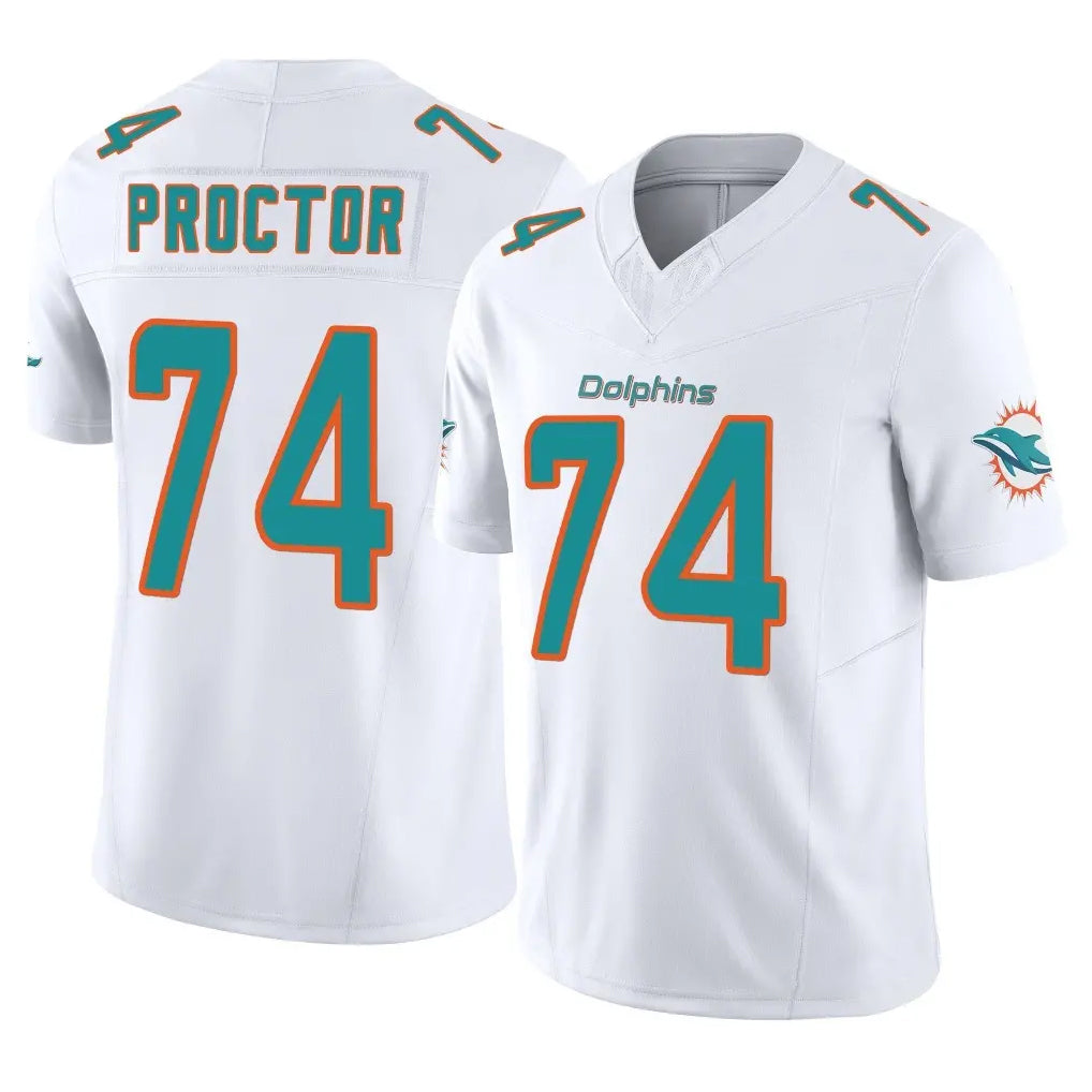 M.Dolphins #74 Kadyn Proctor Player White Limited Vapor F.U.S.E. Home Game Odoa Stitched Jerseys