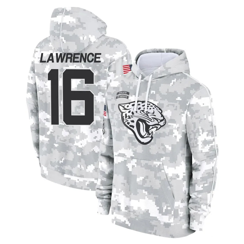 J.Jaguars #16 Trevor Lawrence Player Arctic Camo Salute to Service Hoodies Limited Game Odoa Stitched Jerseys