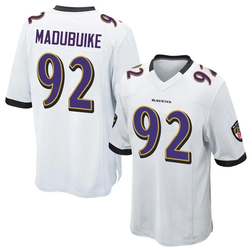 B.Ravens #92 Nnamdi Madubuike Player White Alternate Home Game Odoa Stitched Jerseys