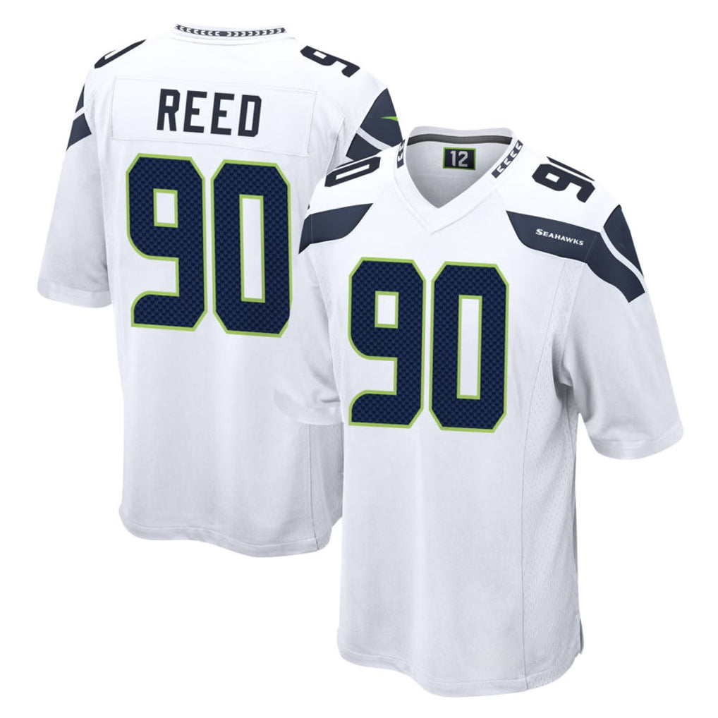 S.Seahawks #90 Jarran Reed Player White Home Game Odoa Stitched Jerseys