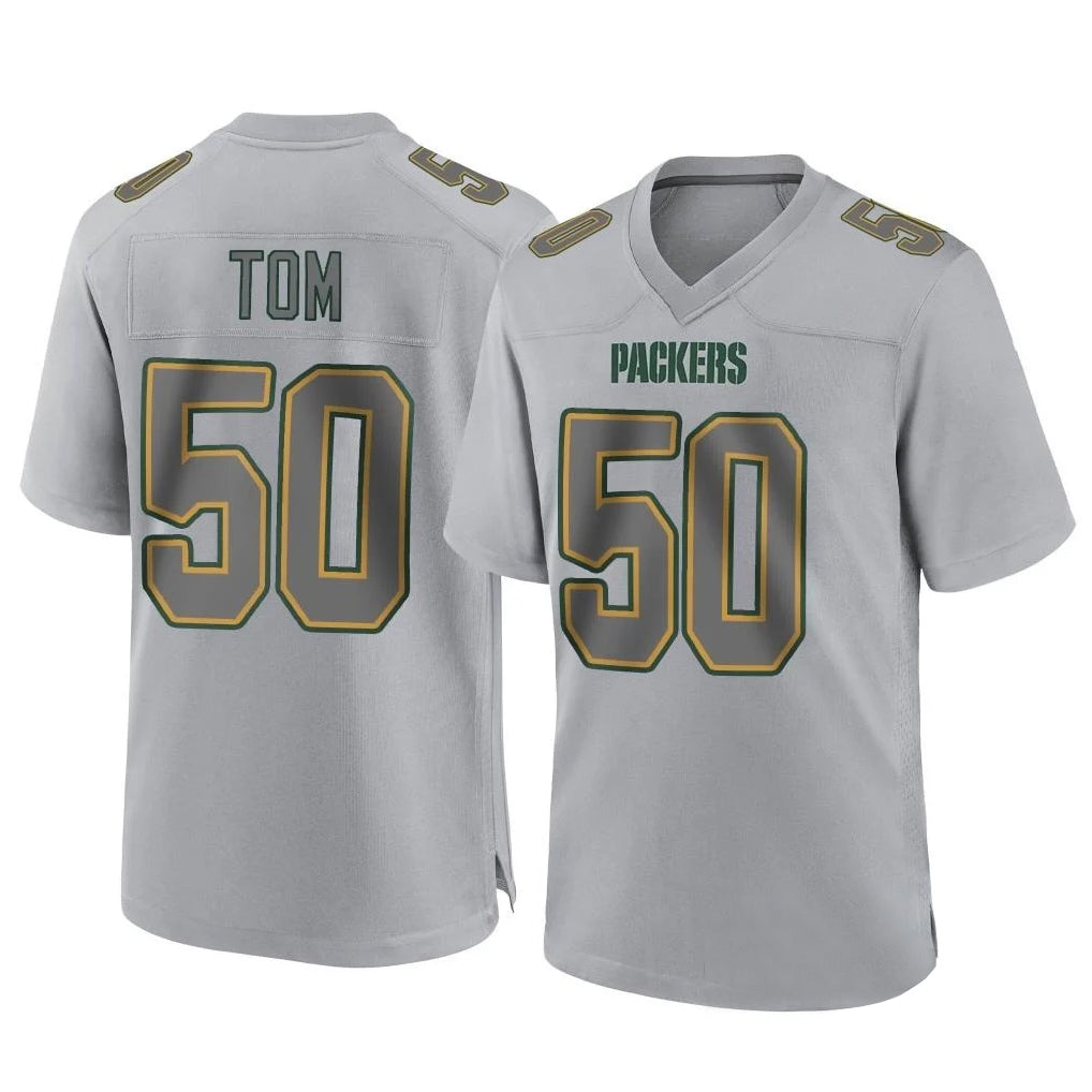 GB.Packers #50 Zach Tom Player Gray Atmosphere Fashion Home Game Odoa Stitched Jerseys