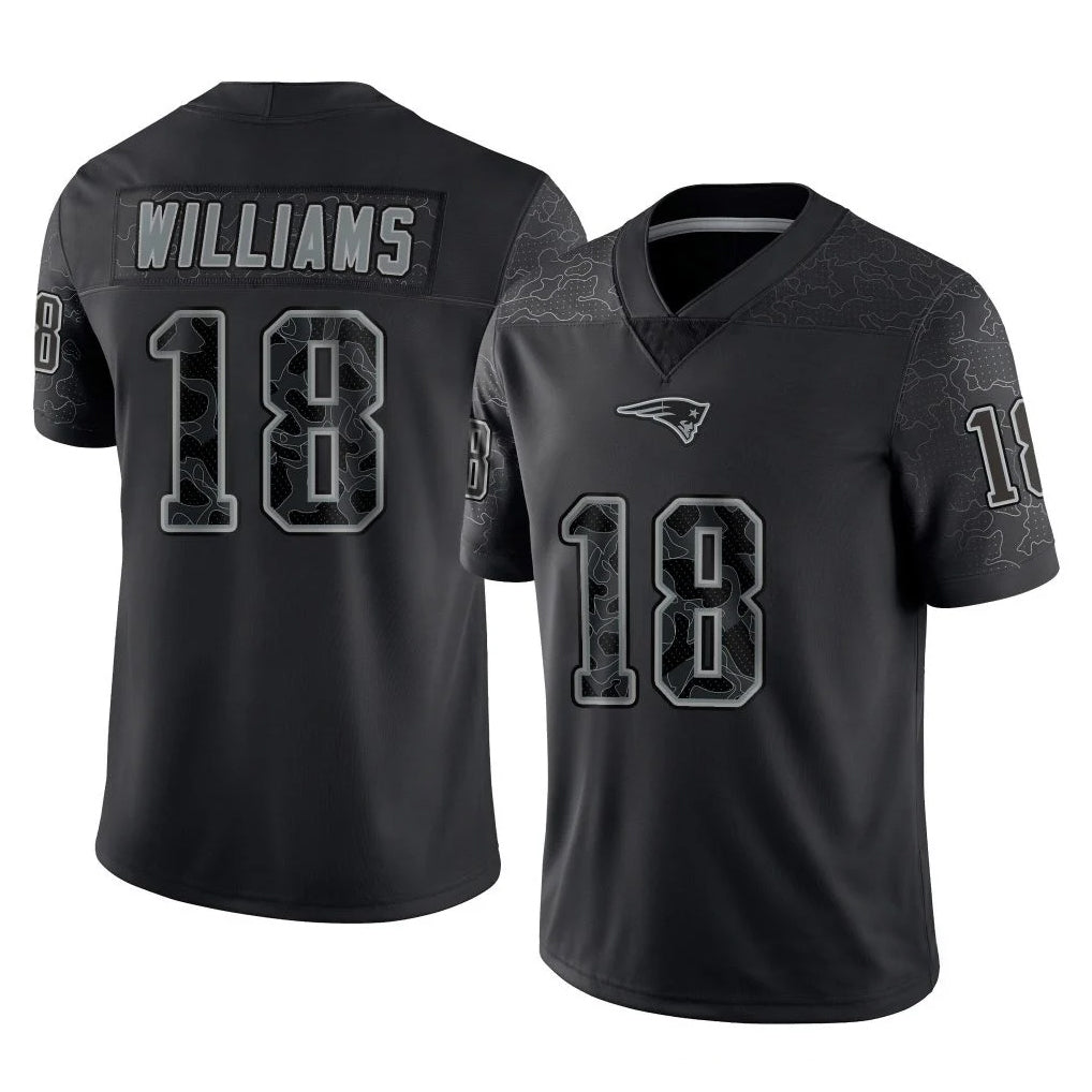 NE.Patriots #18 Kyle Williams Player Black Reflective LImited Home Game Odoa Stitched Jerseys