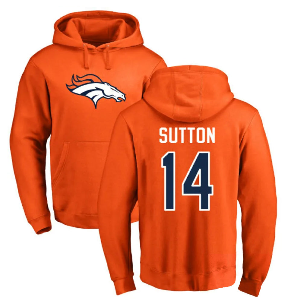 D.Broncos #14 Courtland Sutton Player Orange Pullover Hoodie Limited Odoa Stitched Jerseys