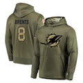 M.Dolphins #8 JuJu Brents Player Olive Salute to Service Pullover Hoodies Home Game Odoa Stitched Jerseys