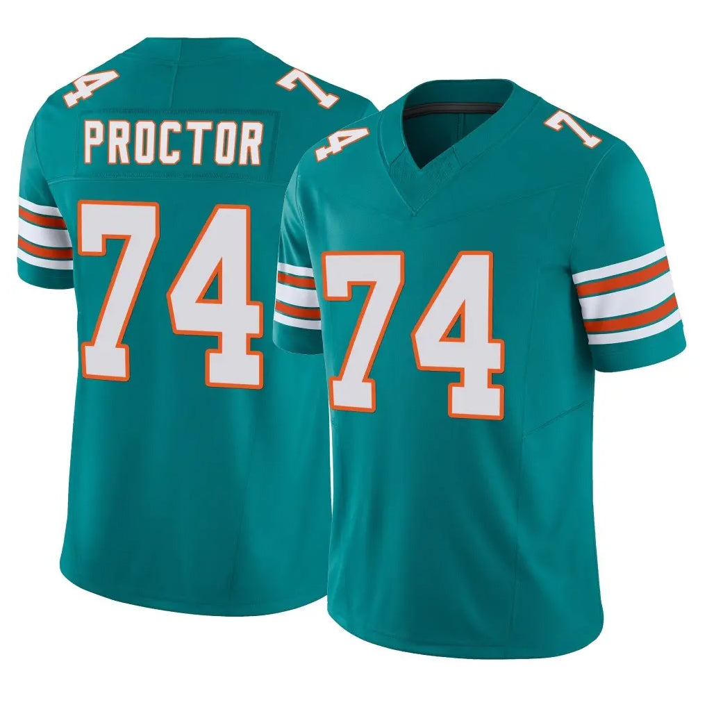 M.Dolphins #74 Kadyn Proctor Player Aqua Limited Alternate Vapor F.U.S.E. Home Game Odoa Stitched Jerseys