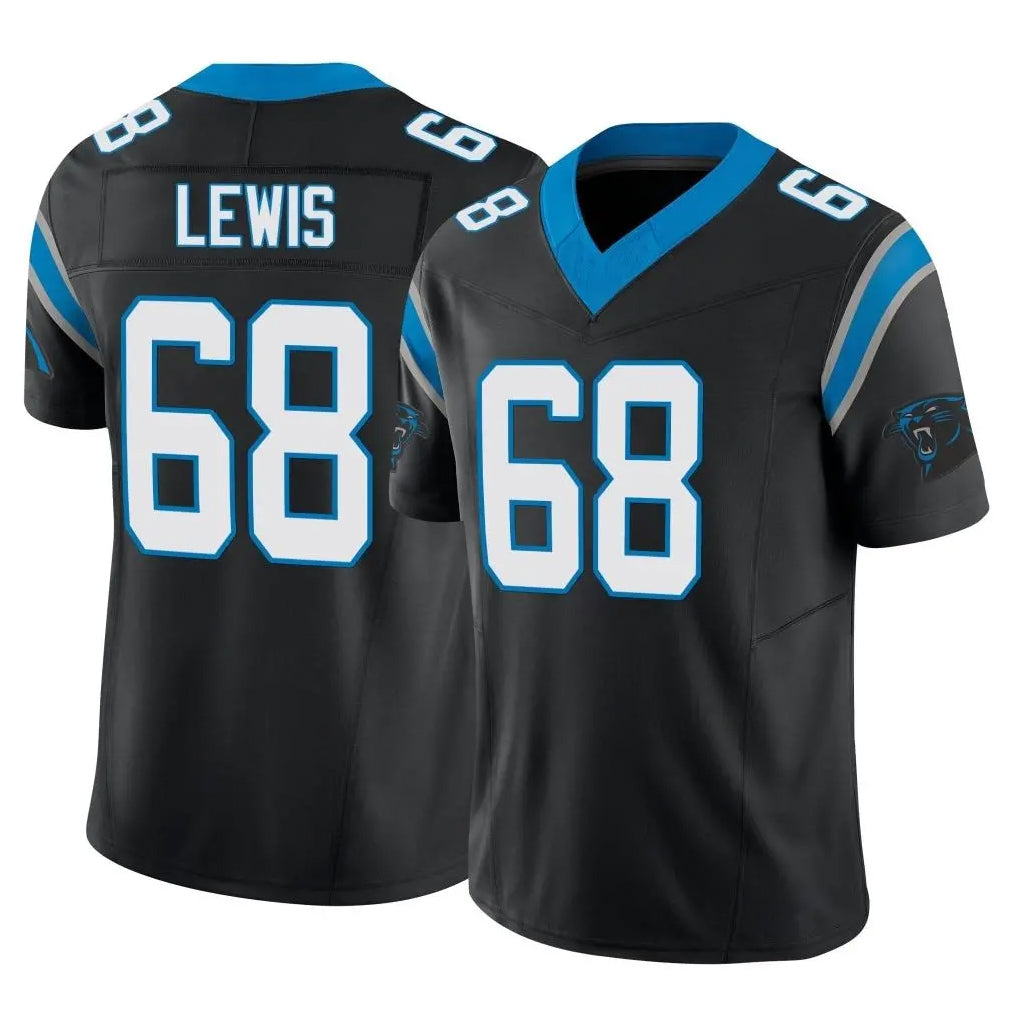 C.Panthers #68 Damien Lewis Player Black Vapor F.U.S.E. Limited Home Game Odoa Stitched Jerseys