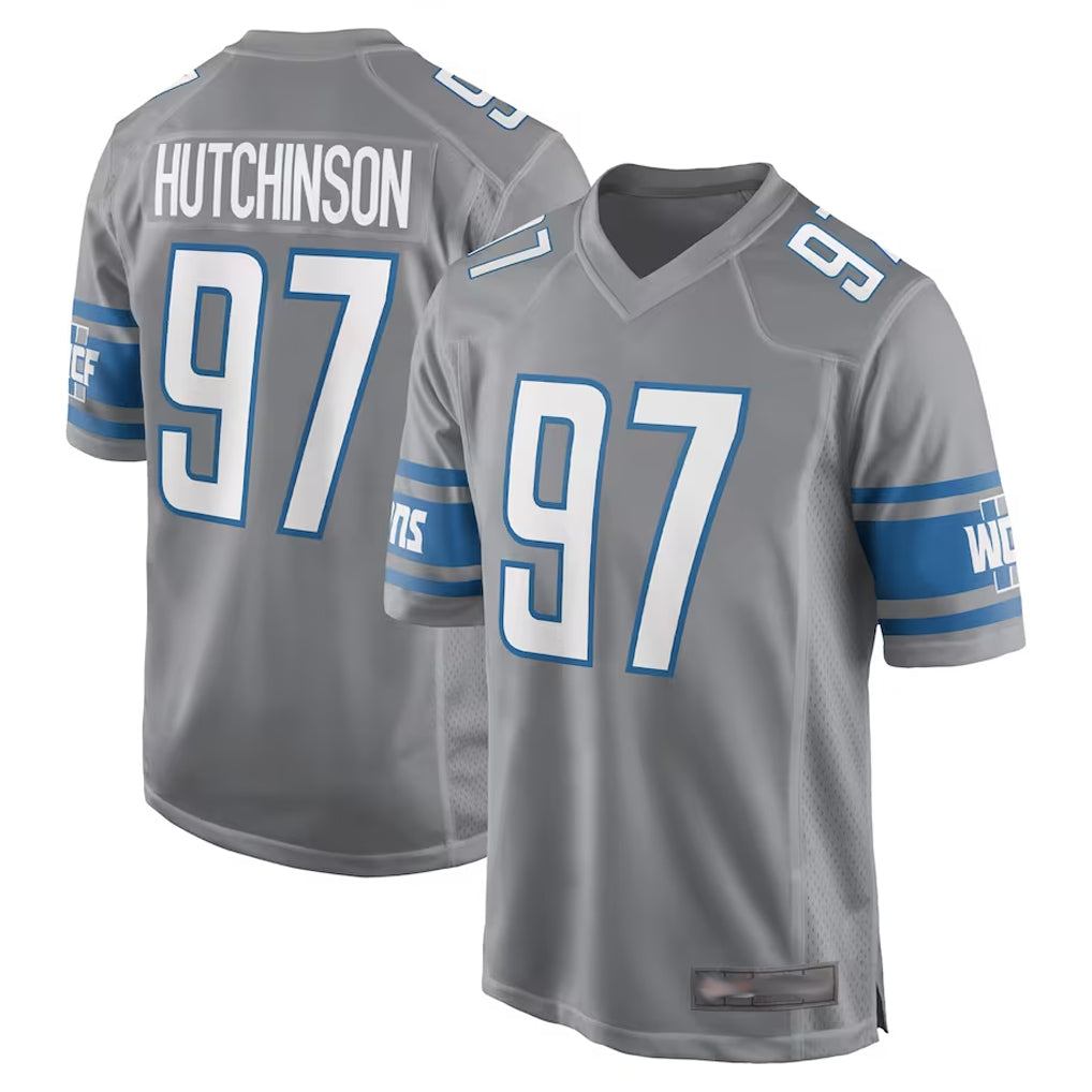 D.Lions #97 Aidan Hutchinson Player Gray Home Game Odoa Stitched Jerseys