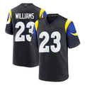 LA.Rams #23 Kyren Williams Player Black Midnight Rivalries Collection Home Game Odoa Stitched Jerseys