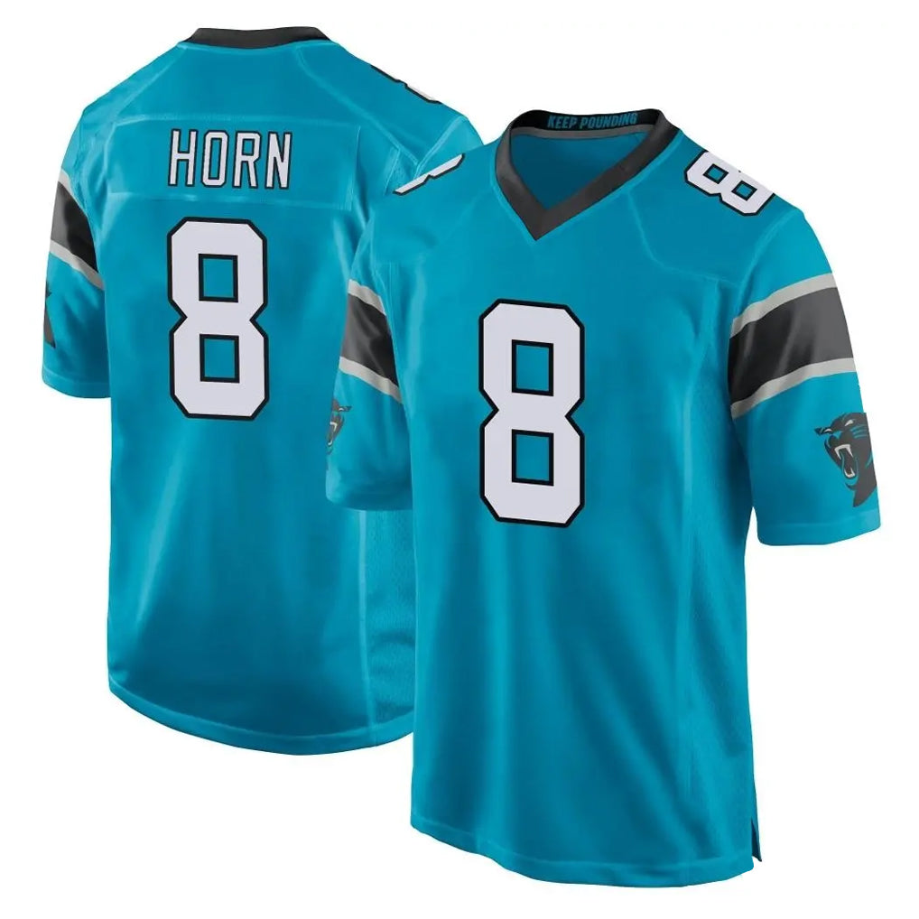 C.Panthers #8 Jaycee Horn Player Blue Game Odoa Stitched Jerseys