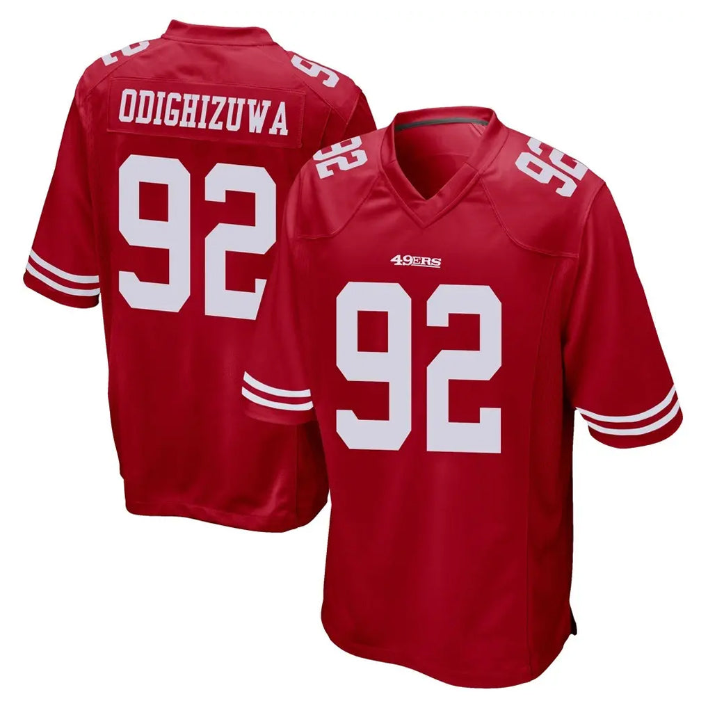 SF.49ers #92 Osa Odighizuwa Player Red Home Game Odoa Stitched Jerseys