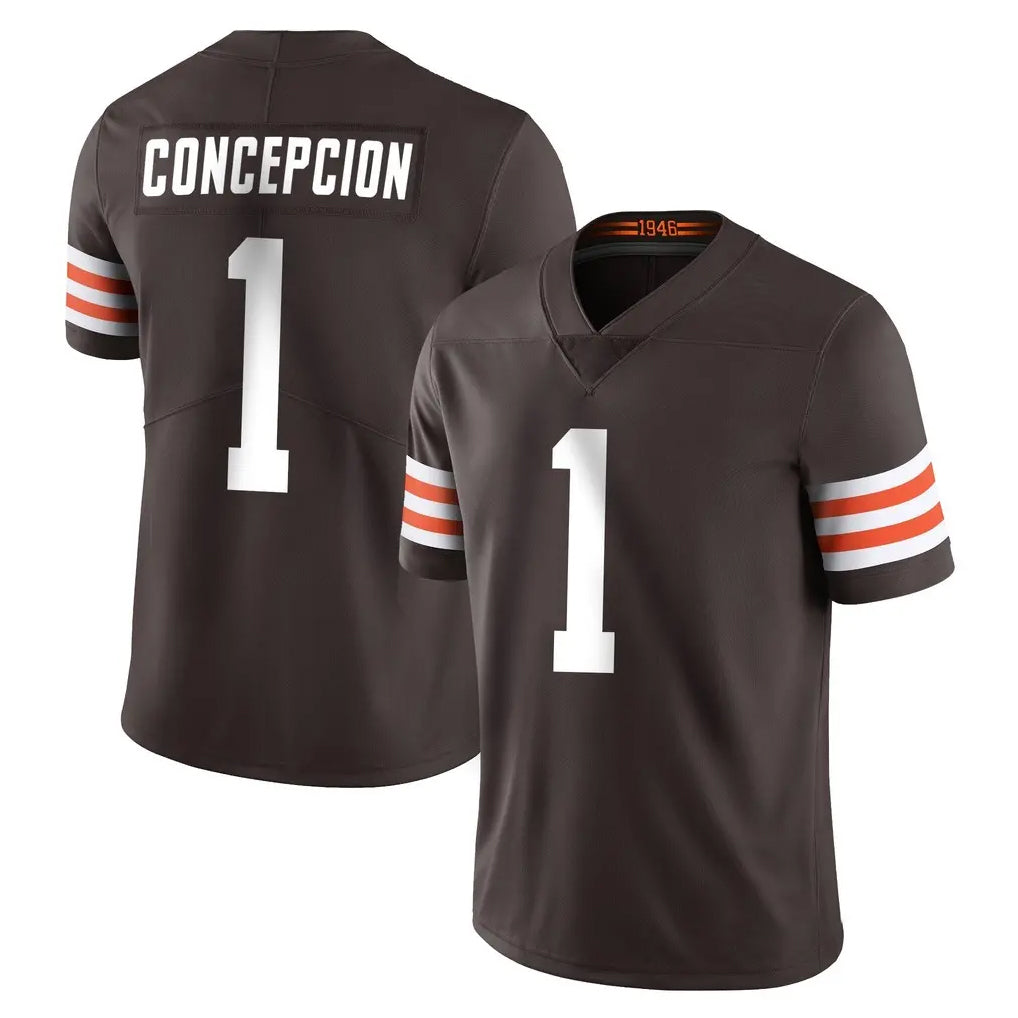 C.Browns #1 KC Concepcion Player Brown Color Vapor Untouchable Limited Home Game Odoa Stitched Jerseys