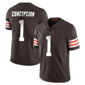 C.Browns #1 KC Concepcion Player Brown Color Vapor Untouchable Limited Home Game Odoa Stitched Jerseys