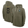 M.Dolphins #8 JuJu Brents Player Olive Salute to Service Pullover Hoodies Limited Odoa Stitched Jerseys