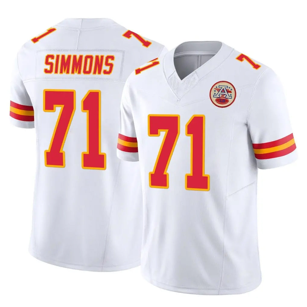 KC.Chiefs #71 Josh Simmons Player White Limited Vapor F.U.S.E. Home Game Odoa Stitched Jerseys
