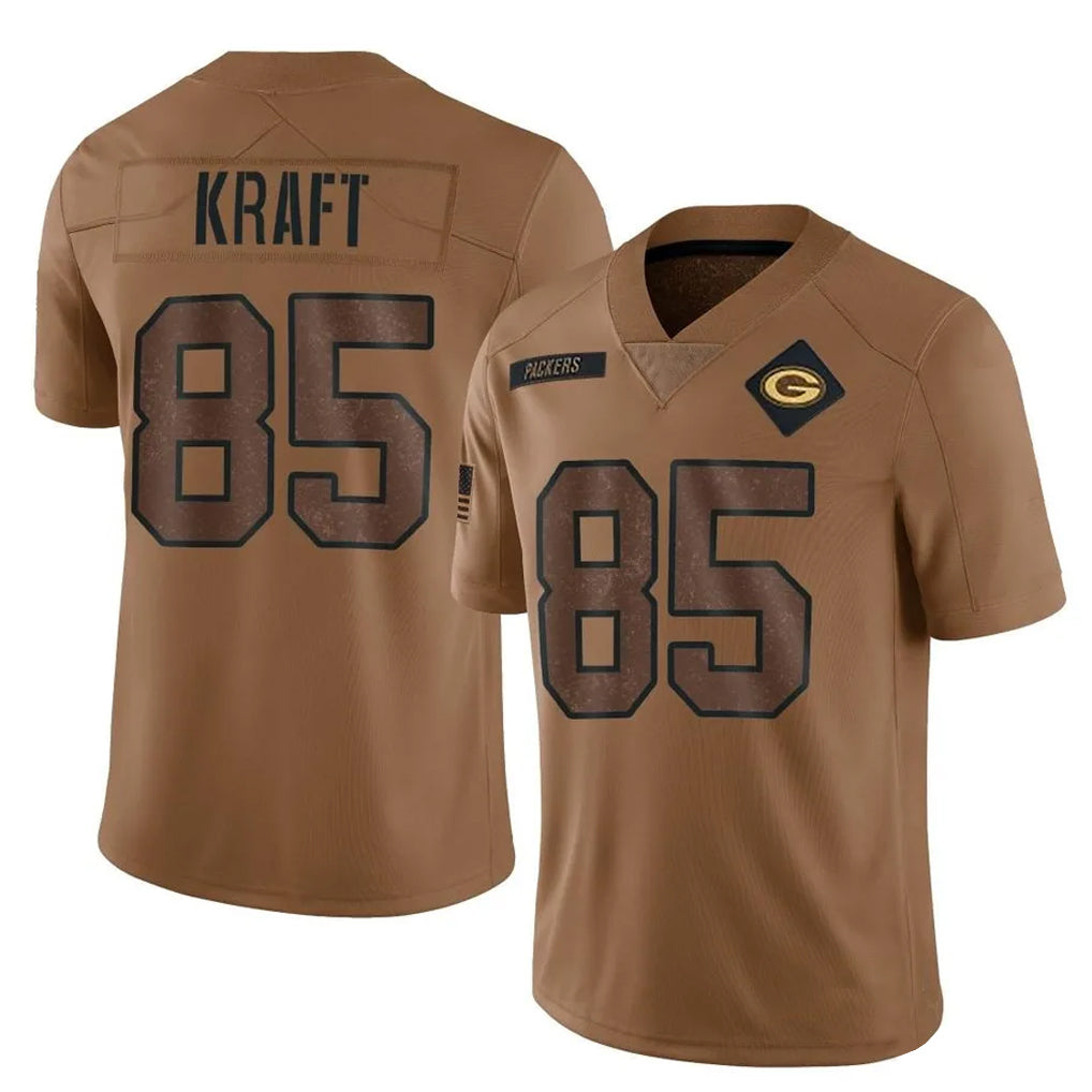 GB.Packers #85 Tucker Kraft Player Brown Salute To Service Limited Odoa Stitched Jerseys