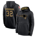 NE.Patriots #32 TreVeyon Henderson Player Black Salute to Service Hoodies Limited Game Odoa Stitched Jerseys