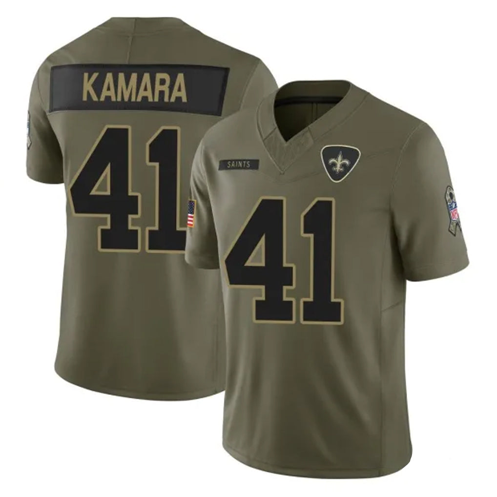 NO.Saints #41 Alvin Kamara Player Olive 2025 Salute To Service Limited Odoa Stitched Jerseys
