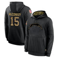 LA.Chargers #15 Ladd McConkey Player Black Salute to Service Hoodies Limited Game Odoa Stitched Jerseys