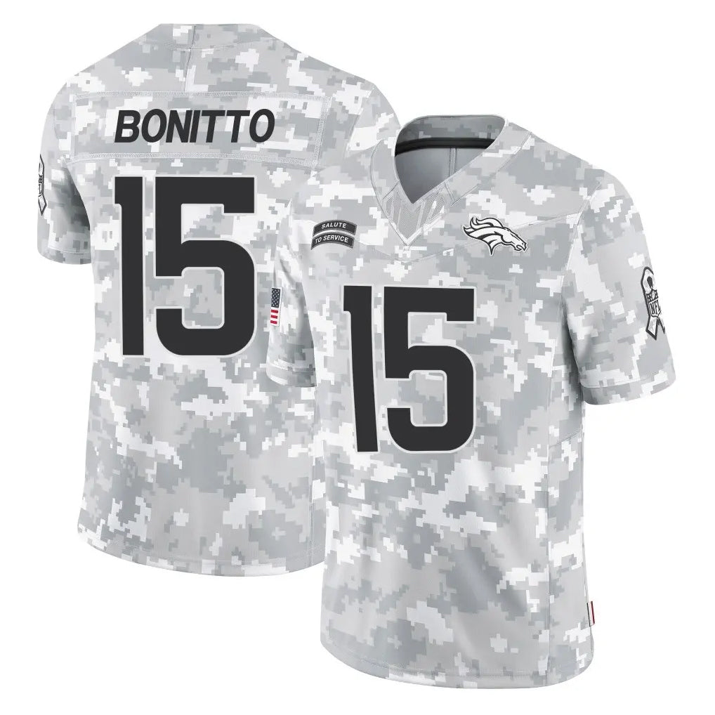 D.Broncos #15 Nik Bonitto Player Arctic Camo Salute To Service Limited Odoa Stitched Jerseys
