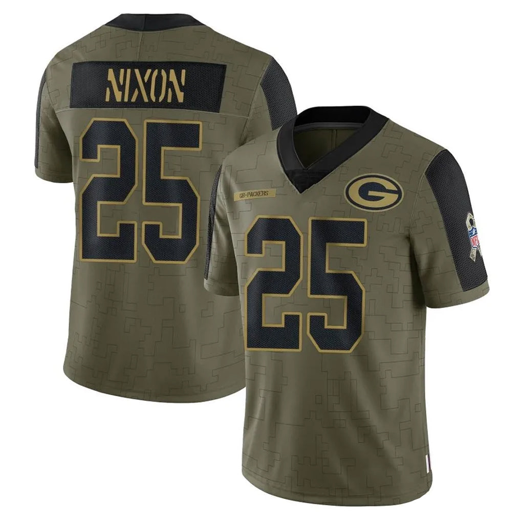 GB.Packers #25 Keisean Nixon Player Olive Salute To Service Limited Game Odoa Stitched Jerseys
