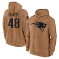 NE.Patriots #48 Namdi Obiazor Player Brown Salute to Service Pullover Hoodies Limited Game Odoa Stitched Jerseys