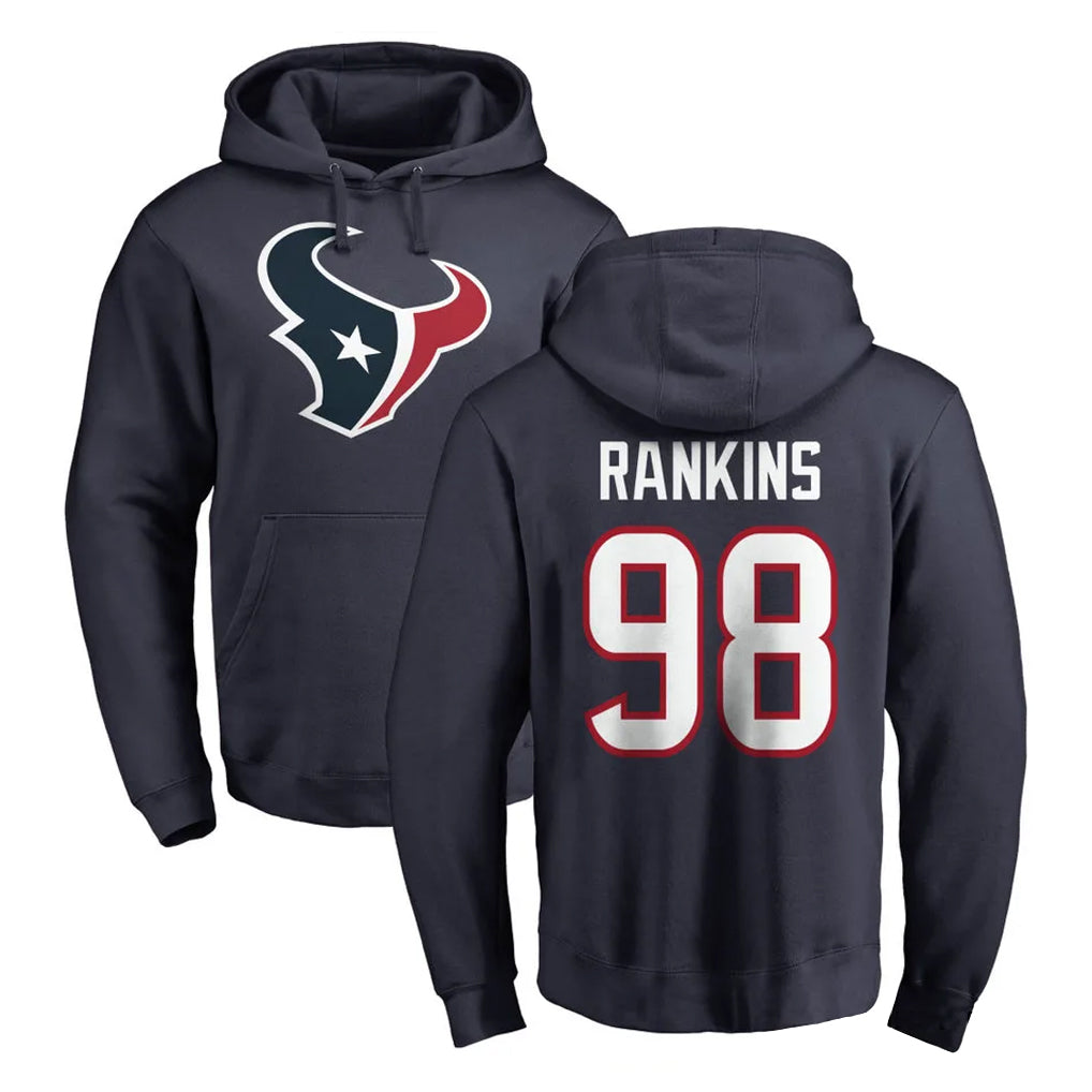H.Texans #98 Sheldon Rankins Player Navy Pro Line Pullover Hoodie Limited Game Odoa Stitched Jerseys