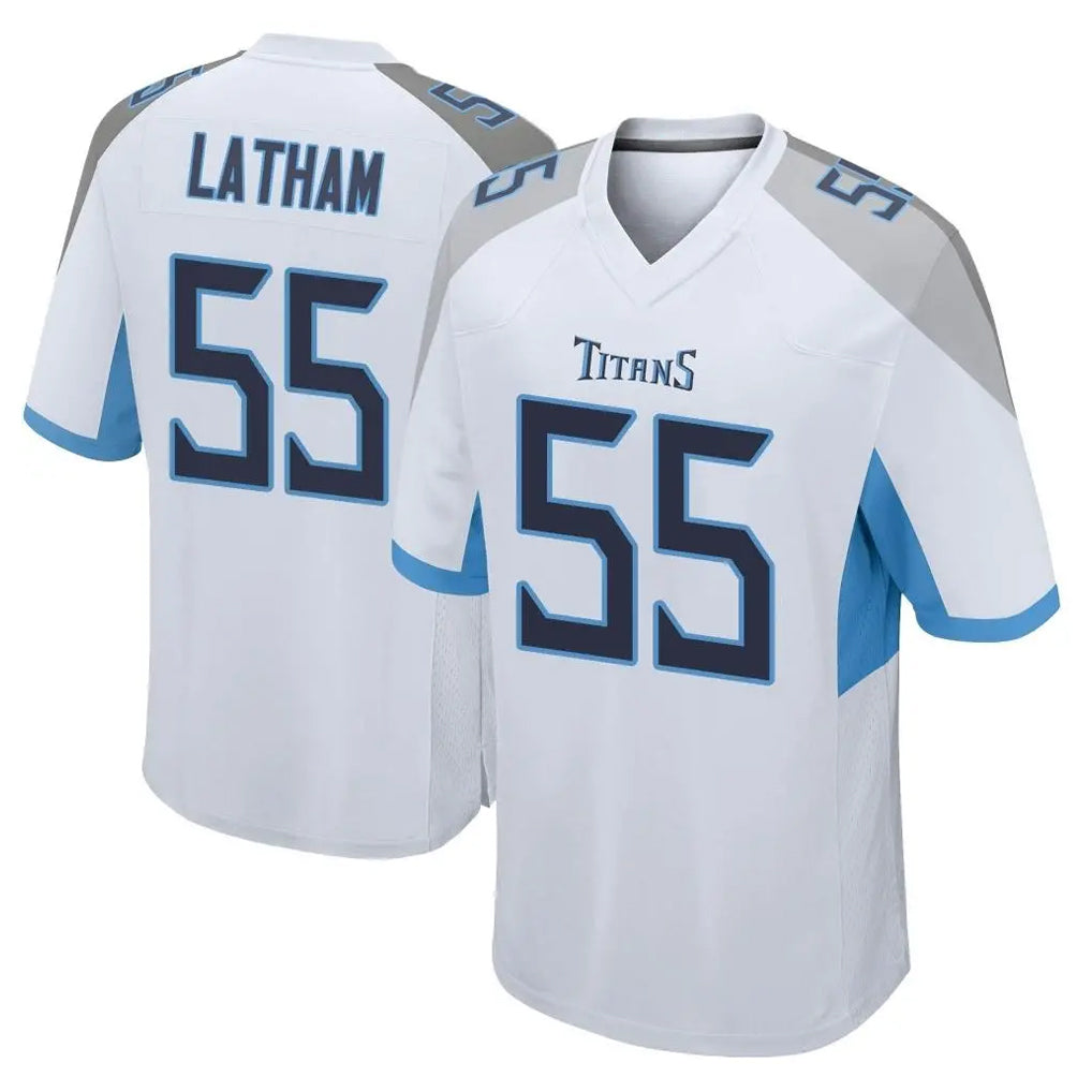T.Titans #55 JC Latham Player White Home Game Odoa Stitched Jerseys