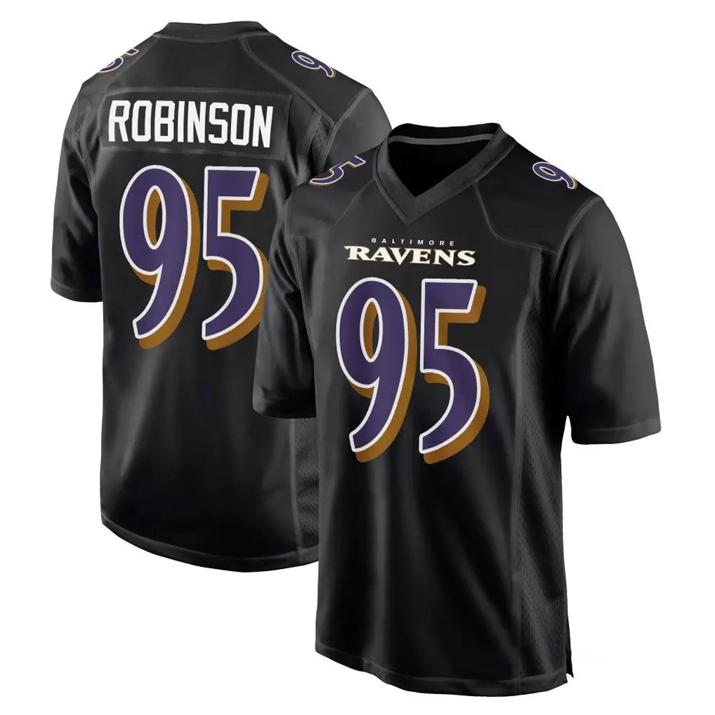 B.Ravens #95 Tavius Robinson Player Black Carbon Fashion Home Game Odoa Stitched Jerseys