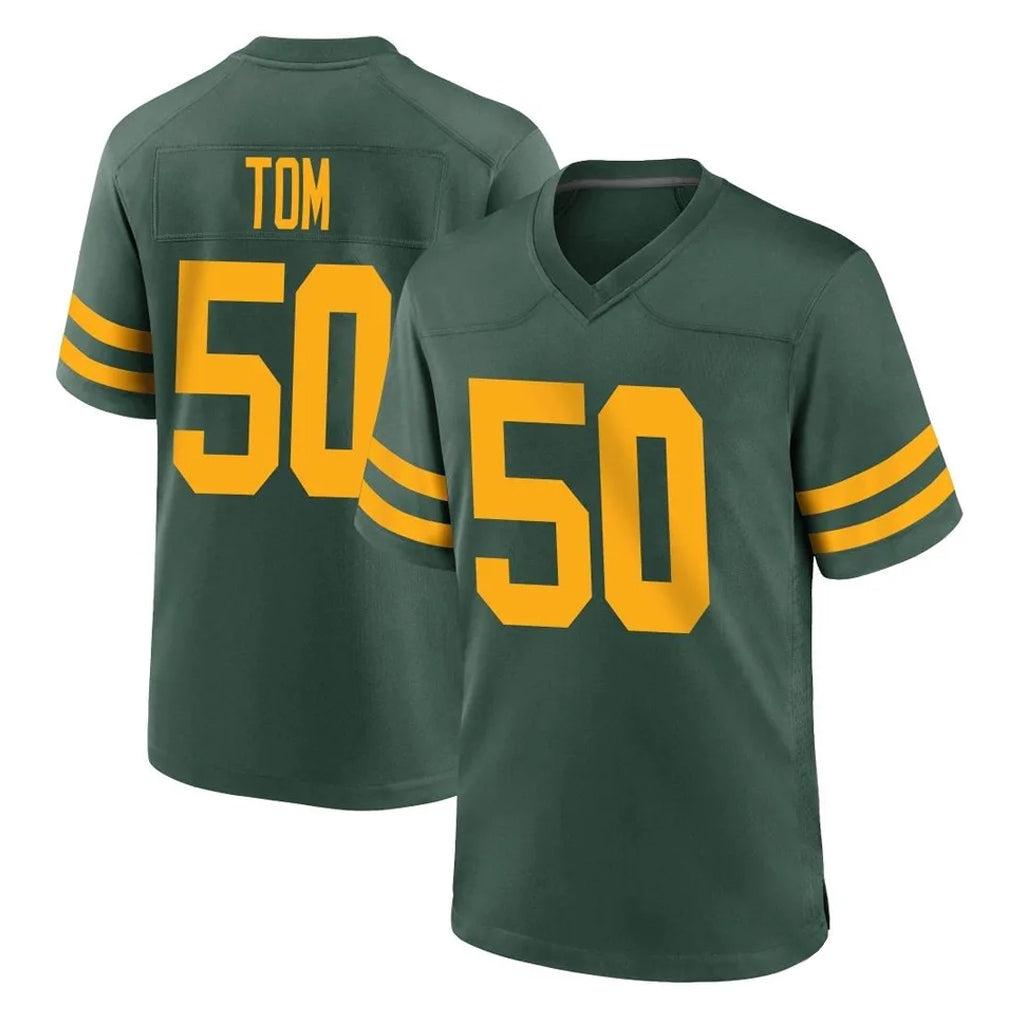 GB.Packers #50 Zach Tom Player Green Alternate Home Game Odoa Stitched Jerseys