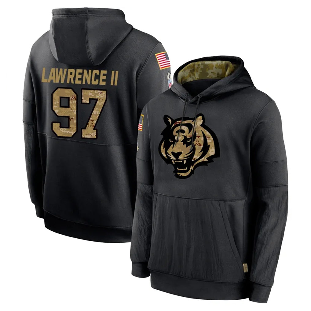 C.Bengals #97 Dexter Lawrence II Player Black Salute to Service Pullover Hoodies Limited Odoa Stitched Jerseys