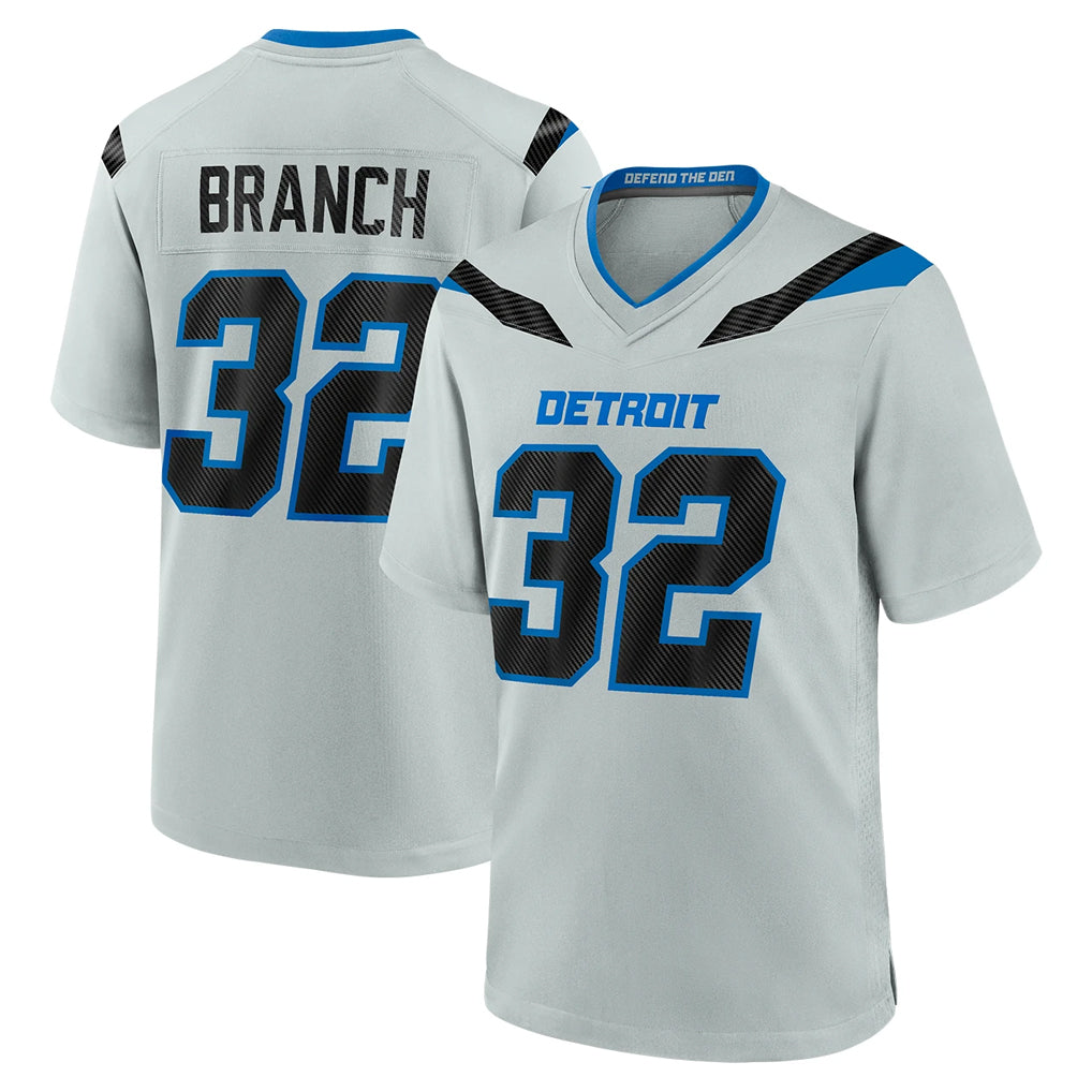 D.Lions #32 Brian Branch Player Silver 2026 Rivalries Collection Home Game Odoa Stitched Jerseys