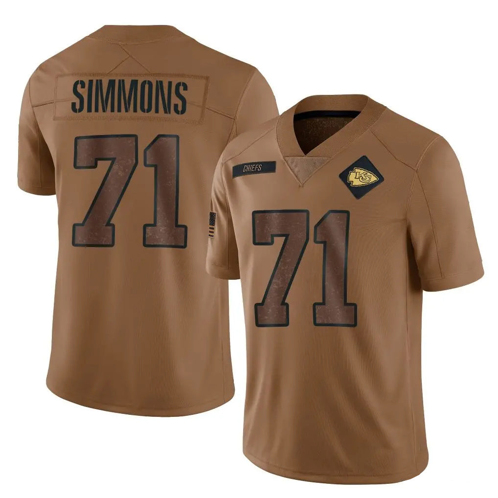 KC.Chiefs #71 Josh Simmons Player Brown Salute To Service Limited Odoa Stitched Jerseys