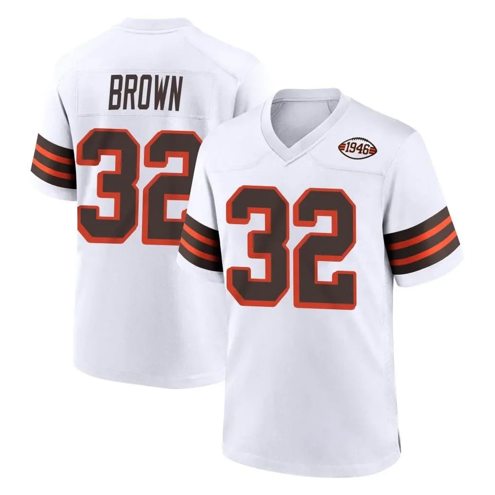 C.Browns #32 Jim Brown Player White Alternate Home Game Odoa Stitched Jerseys