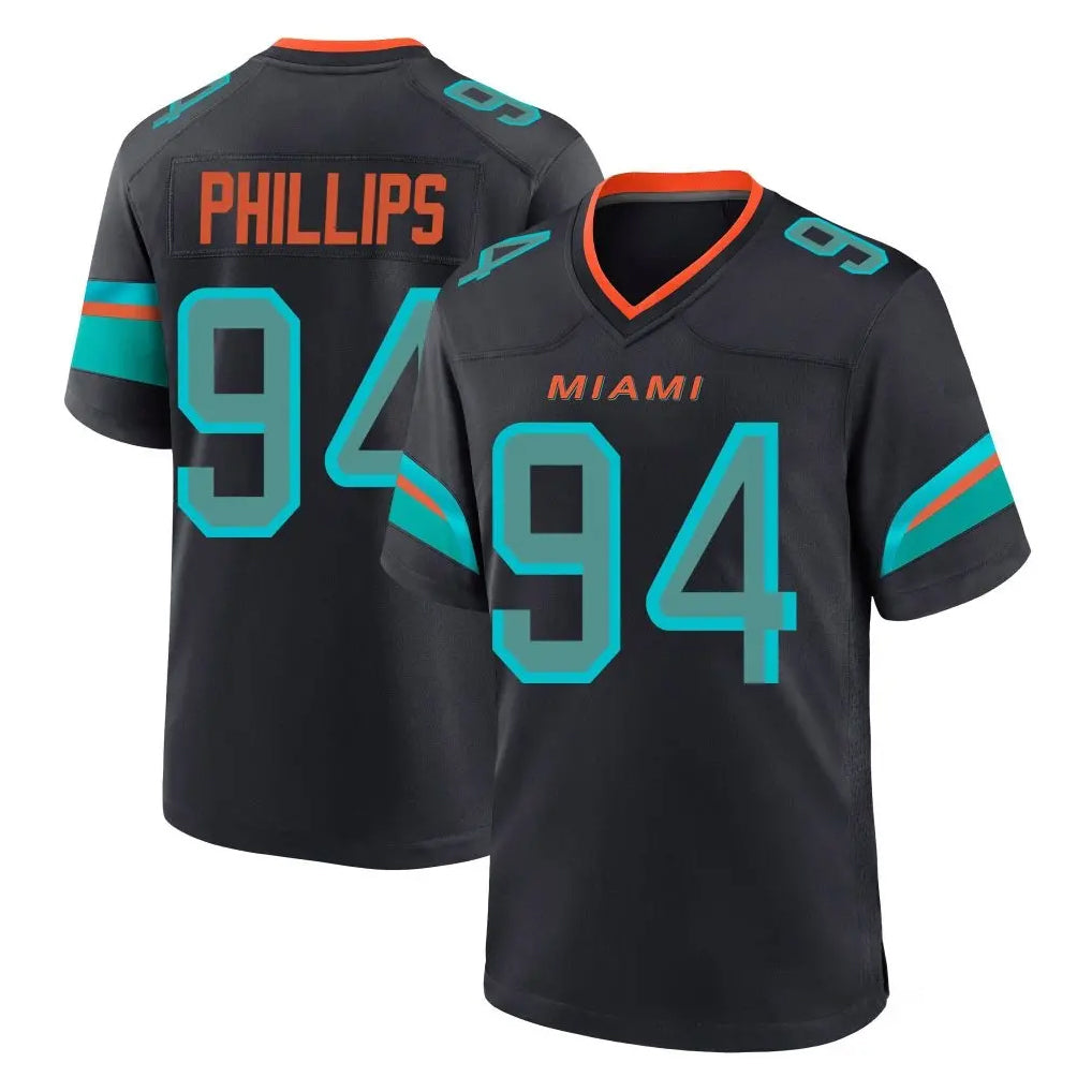 M.Dolphins #94 Jordan Phillips Player Black Pitch Rivalries Collection Home Game Odoa Stitched Jerseys