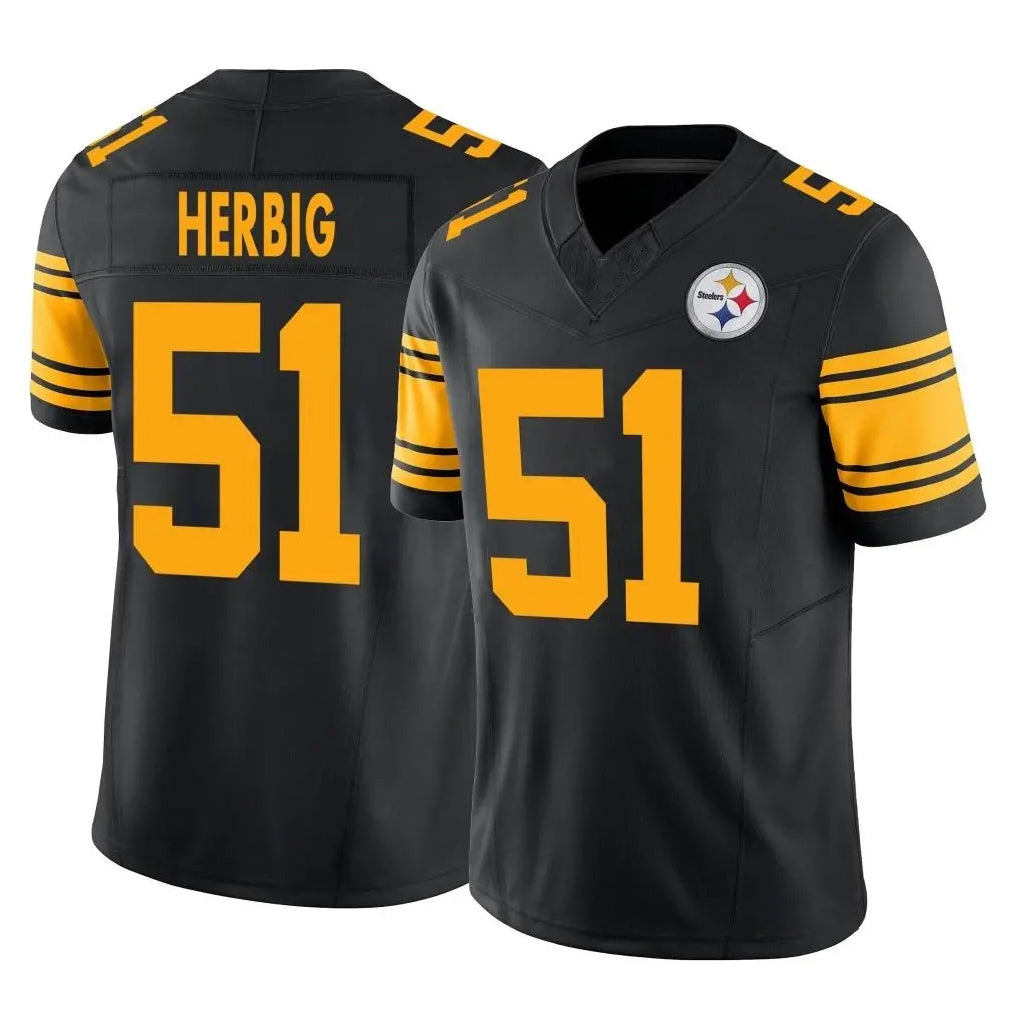 P.Steelers #51 Nick Herbig Player Black Limited 2nd Alternate Vapor F.U.S.E. Home Game Odoa Stitched Jerseys